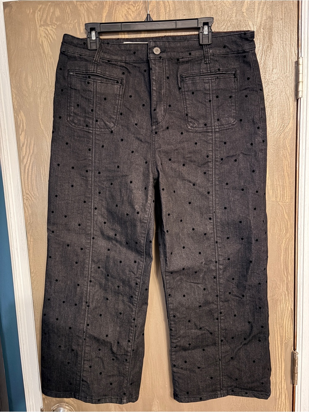 Pilcro Black Polka Dot Cropped Wide-Leg Pants